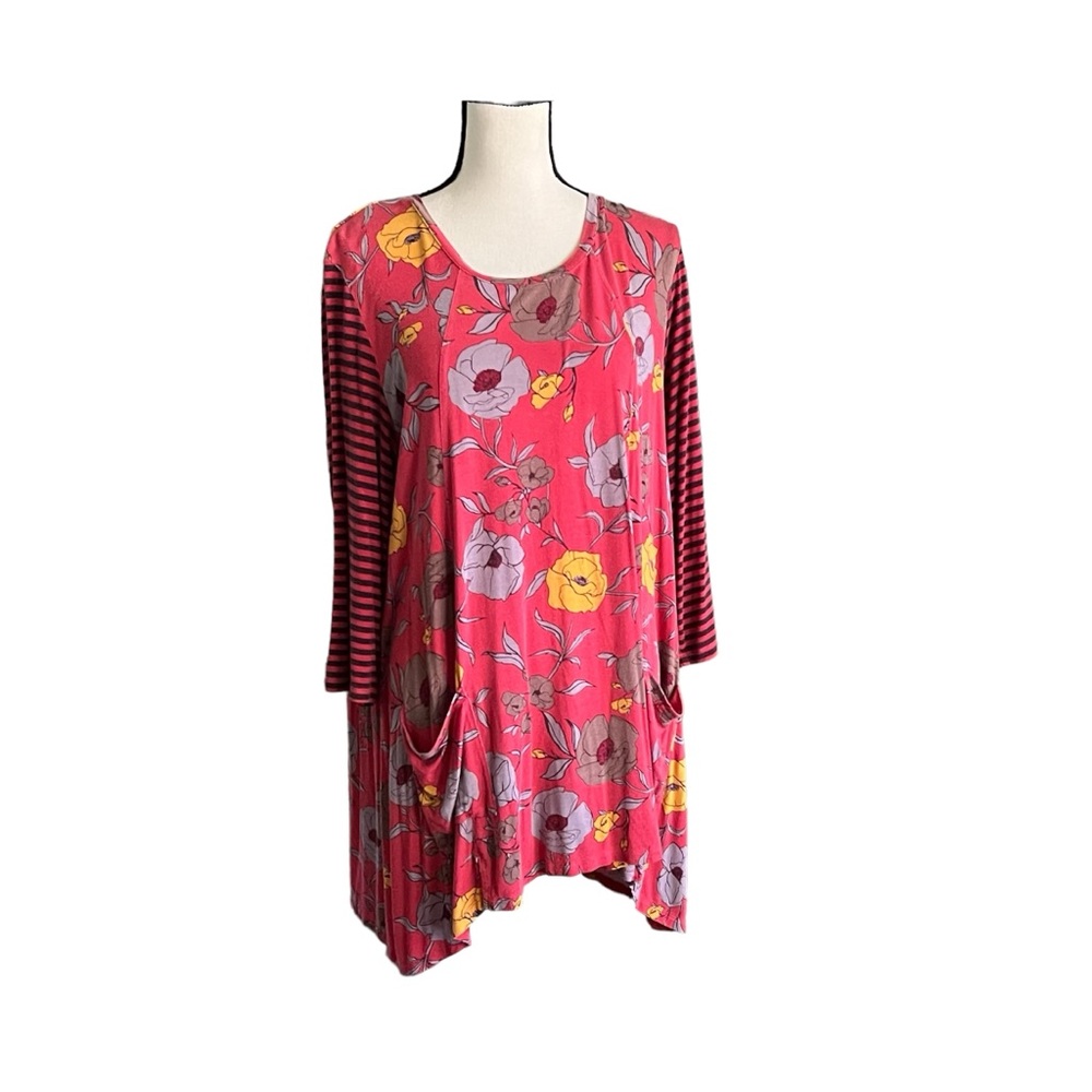 logo Lori Goldstein Floral Shark Bite Pocket tunic. SZ.XL - Picture 1 of 8